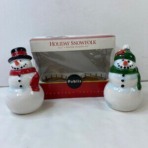 Publix 2004 Snowman Salt & Pepper Shaker Set Holiday Snowfolk Vintage